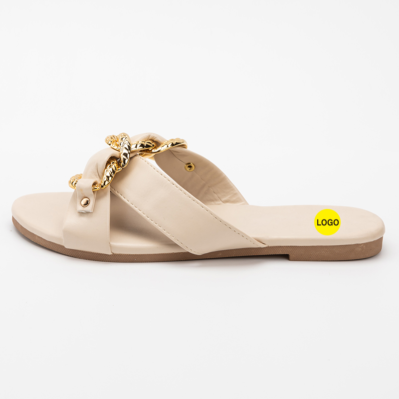 Ladies Flats With Chain Decoration
