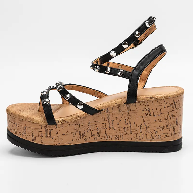 Elegant Heights Cork Print Platform Sandals